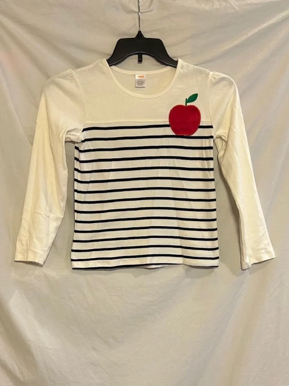 Gymboree Girls 12 White Striped Apple Pocket Long Sleeve Top Head of the Class